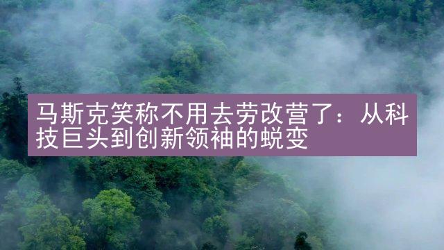 马斯克笑称不用去劳改营了：从科技巨头到创新领袖的蜕变