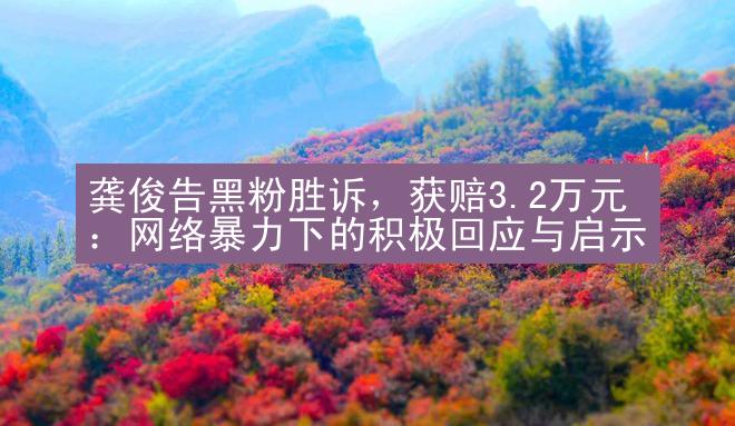 龚俊告黑粉胜诉，获赔3.2万元：网络暴力下的积极回应与启示