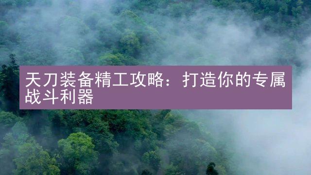 天刀装备精工攻略：打造你的专属战斗利器