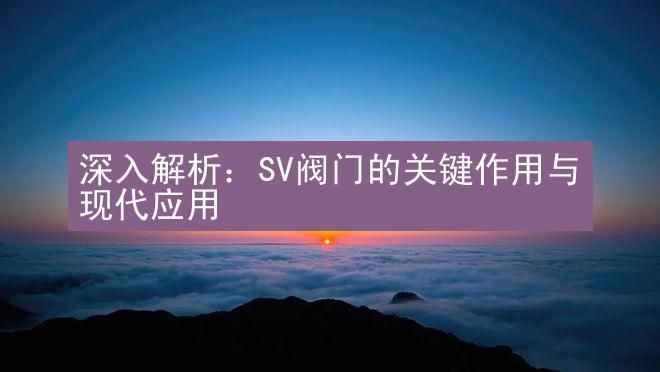 深入解析：SV阀门的关键作用与现代应用